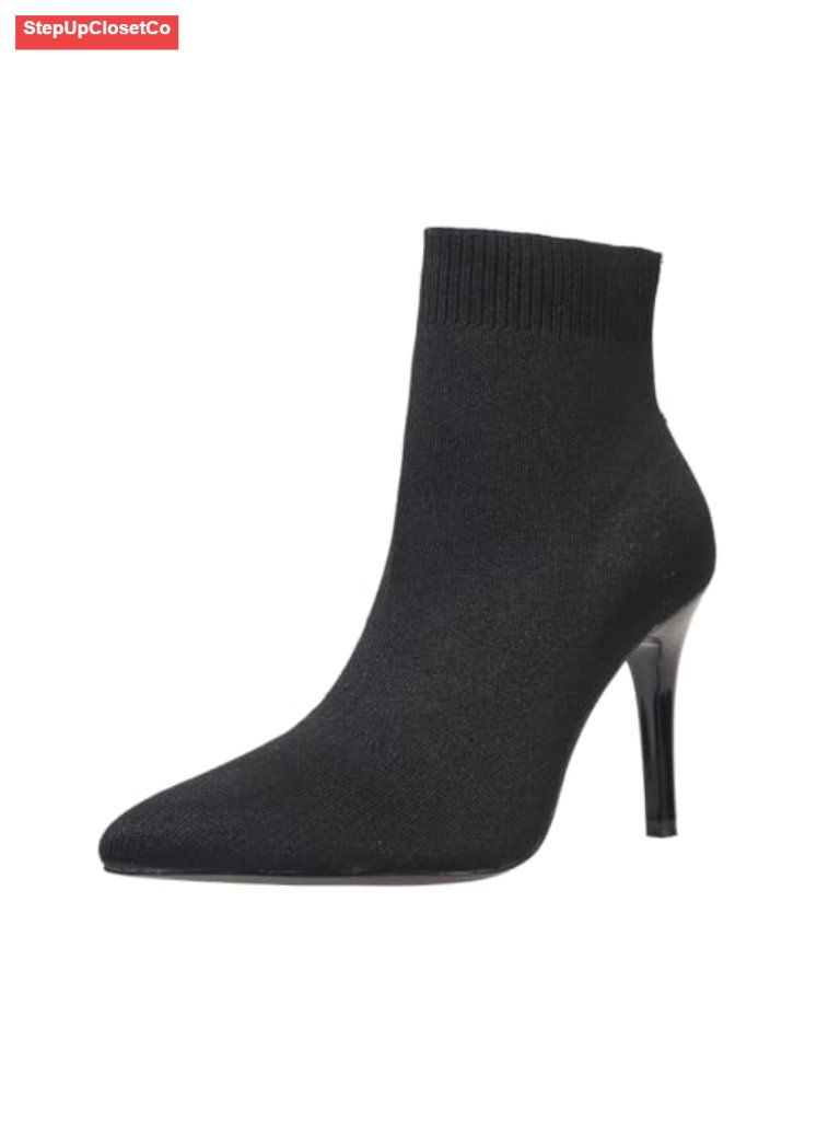 Ankle Boots Stretch Knit Pointed Toe Stiletto Heel Breathable Non-Slip Cushioned